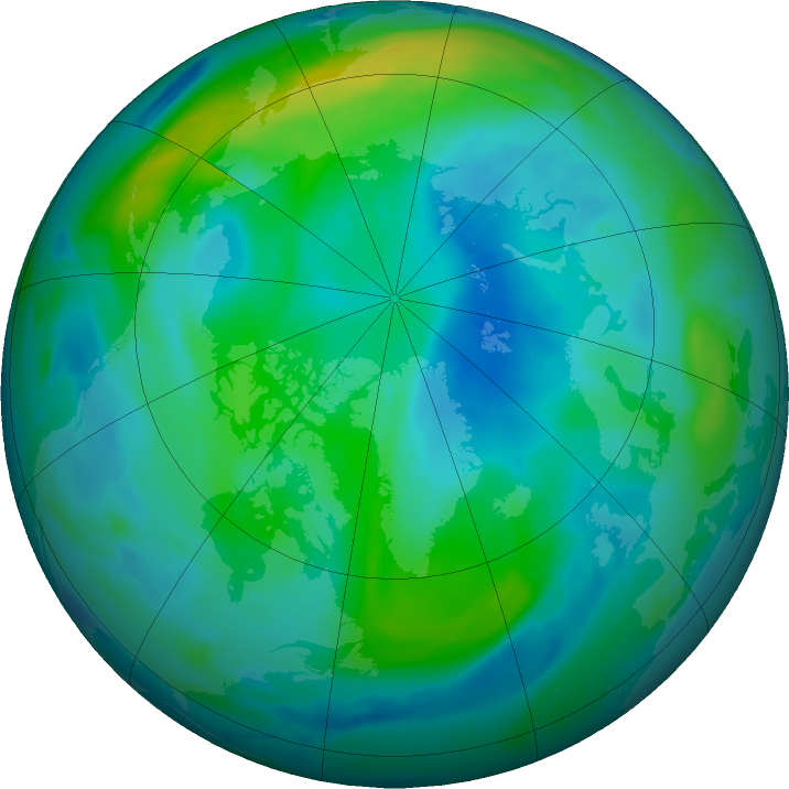 Arctic ozone map for 03 October 2022